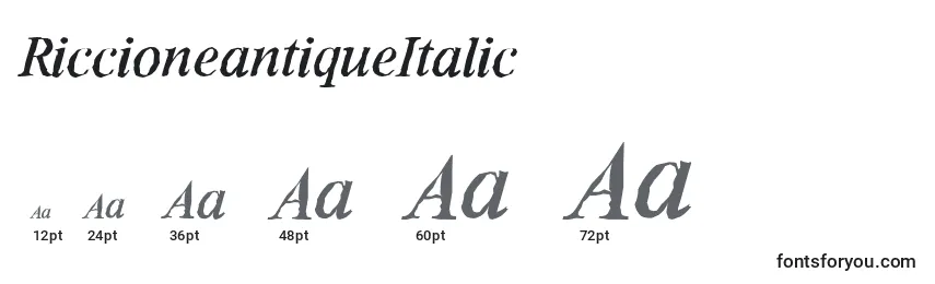 Размеры шрифта RiccioneantiqueItalic