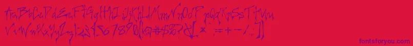 Creepygirl-Schriftart – Violette Schriften auf rotem Hintergrund
