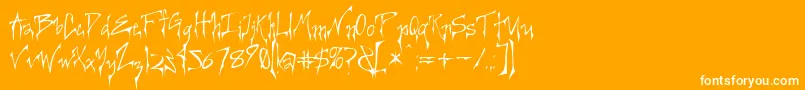 Creepygirl-Schriftart – Weiße Schriften auf orangefarbenem Hintergrund
