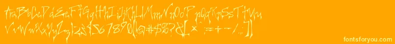 Creepygirl-Schriftart – Gelbe Schriften auf orangefarbenem Hintergrund