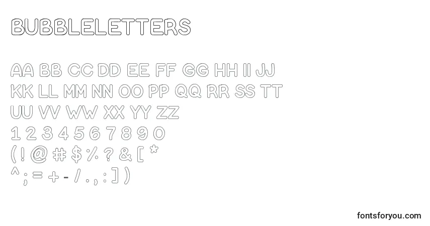 Czcionka BubbleLetters – alfabet, cyfry, specjalne znaki