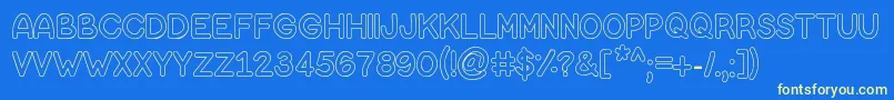 BubbleLetters-Schriftart – Gelbe Schriften auf blauem Hintergrund