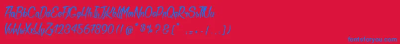 Bichette-Schriftart – Blaue Schriften auf rotem Hintergrund