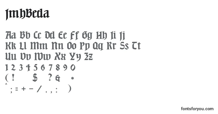 Czcionka JmhBeda (80696) – alfabet, cyfry, specjalne znaki