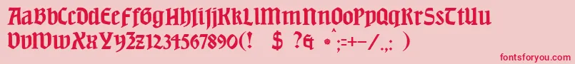 JmhBeda-Schriftart – Rote Schriften auf rosa Hintergrund