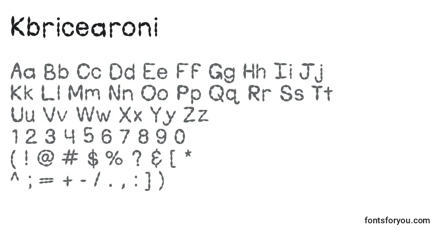 Шрифт Kbricearoni – алфавит, цифры, специальные символы