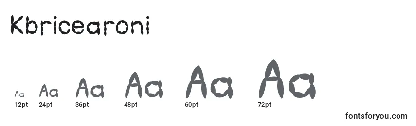Размеры шрифта Kbricearoni