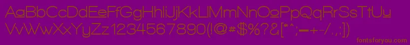 WalkwayUpperBold-Schriftart – Braune Schriften auf violettem Hintergrund