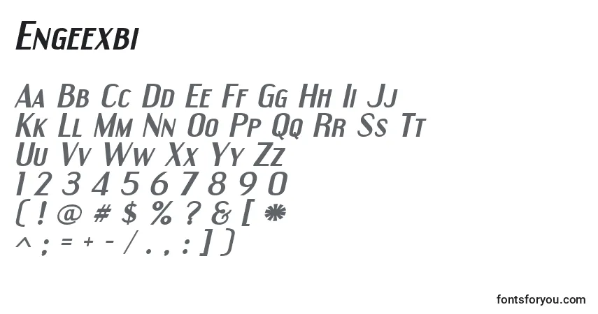 Czcionka Engeexbi – alfabet, cyfry, specjalne znaki