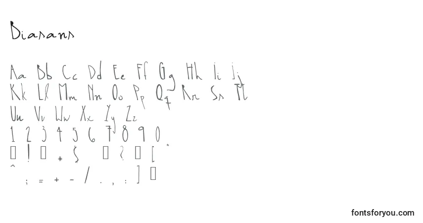 characters of biasans font, letter of biasans font, alphabet of  biasans font