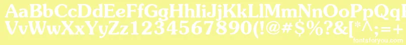 SouvenircBold-Schriftart – Weiße Schriften auf gelbem Hintergrund