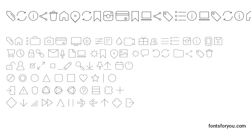 Czcionka AristaProIconsThinTrial – alfabet, cyfry, specjalne znaki