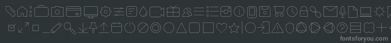 Fonte AristaProIconsThinTrial – fontes cinzas em um fundo preto
