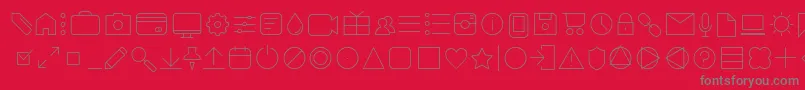 AristaProIconsThinTrial-Schriftart – Graue Schriften auf rotem Hintergrund