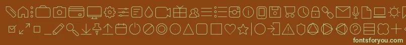 フォントAristaProIconsThinTrial – 緑色の文字が茶色の背景にあります。