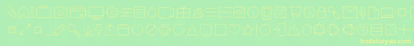 フォントAristaProIconsThinTrial – 黄色の文字が緑の背景にあります