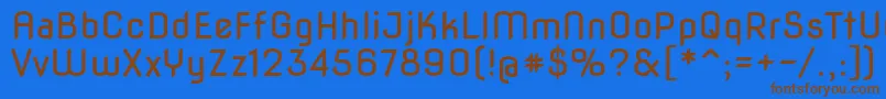 フォントNovaflat – 茶色の文字が青い背景にあります。