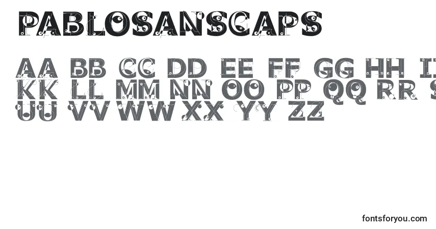 A fonte Pablosanscaps – alfabeto, números, caracteres especiais