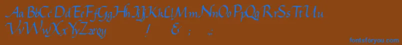 Gcursive-Schriftart – Blaue Schriften auf braunem Hintergrund