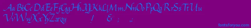 Gcursive-Schriftart – Blaue Schriften auf violettem Hintergrund