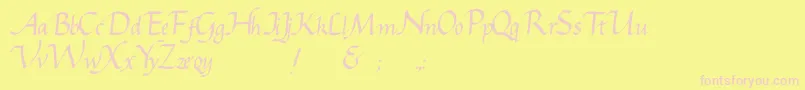 Gcursive Font – Pink Fonts on Yellow Background