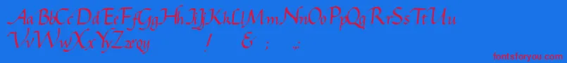 Gcursive-Schriftart – Rote Schriften auf blauem Hintergrund