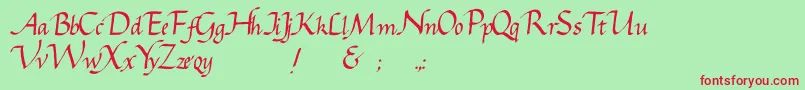 Gcursive Font – Red Fonts on Green Background