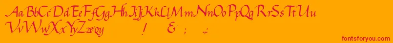 Gcursive Font – Red Fonts on Orange Background