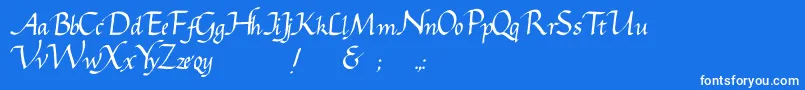 フォントGcursive – 青い背景に白い文字