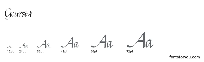 Размеры шрифта Gcursive