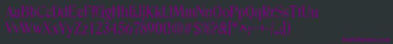 Weitere Informationen zur DenverRegular-Schriftart DenverRegular-Schriftart – Violette Schriften auf schwarzem Hintergrund