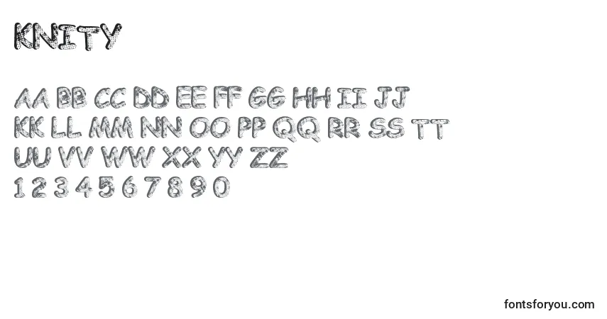 Schriftart Knity – Alphabet, Zahlen, spezielle Symbole