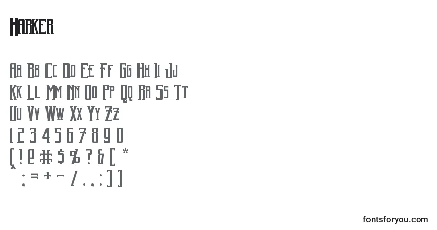 Schriftart Harker – Alphabet, Zahlen, spezielle Symbole