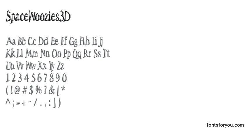 Czcionka SpaceWoozies3D – alfabet, cyfry, specjalne znaki