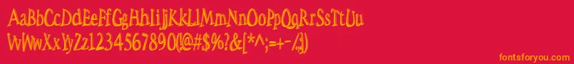 SpaceWoozies3D-Schriftart – Orangefarbene Schriften auf rotem Hintergrund