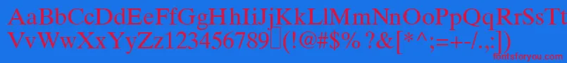 Czcionka RomanelevenRegular – czerwone czcionki na niebieskim tle