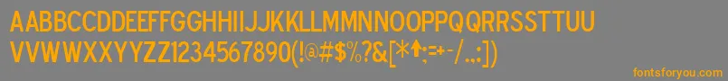 フォントBlueHighwayDType – オレンジの文字は灰色の背景にあります。