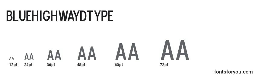 BlueHighwayDType Font Sizes