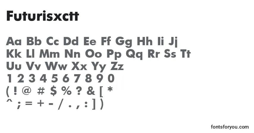 Czcionka Futurisxctt – alfabet, cyfry, specjalne znaki