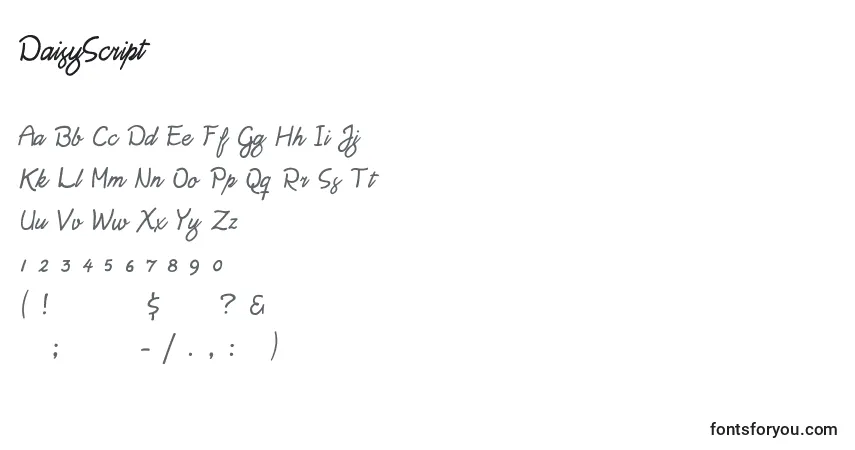 Шрифт DaisyScript – алфавит, цифры, специальные символы