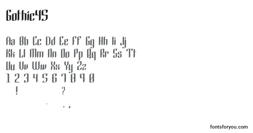 A fonte Gothic45 – alfabeto, números, caracteres especiais