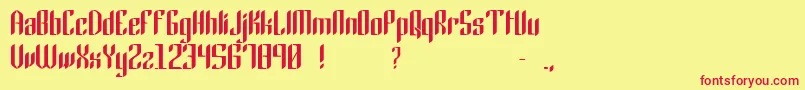Gothic45 Font – Red Fonts on Yellow Background