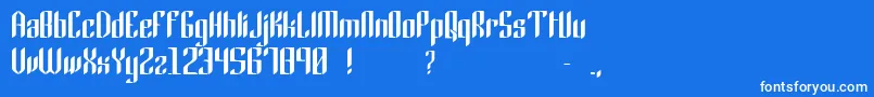 Gothic45-Schriftart – Weiße Schriften auf blauem Hintergrund