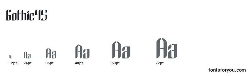 Размеры шрифта Gothic45