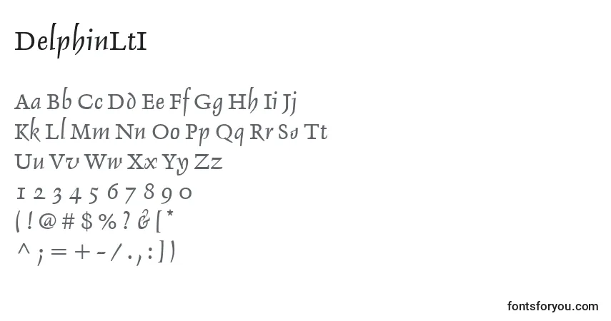 Шрифт DelphinLtI – алфавит, цифры, специальные символы