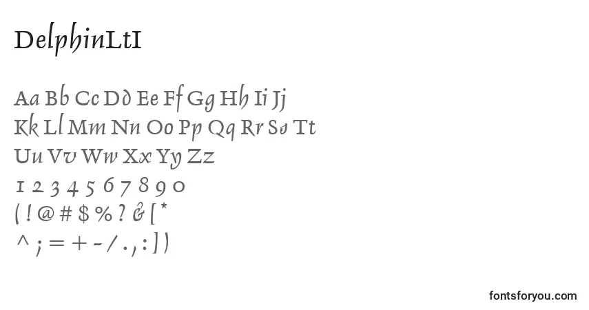 DelphinLtI-fontti – aakkoset, numerot, erikoismerkit