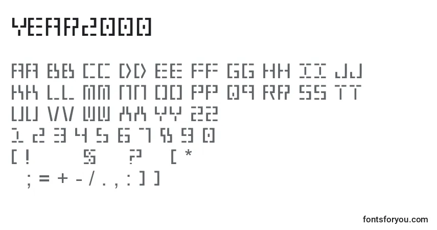 Fuente Year2000 - alfabeto, números, caracteres especiales