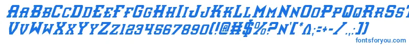 InterceptorCondensedItalic-fontti – siniset fontit valkoisella taustalla