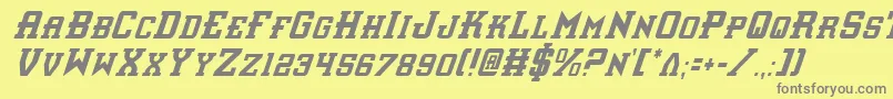 Czcionka InterceptorCondensedItalic – szare czcionki na żółtym tle