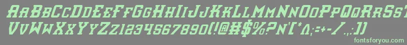フォントInterceptorCondensedItalic – 灰色の背景に緑のフォント